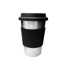 304 Edelstahl-Kaffeetasse Anti-Verbrühungs-Kaffee-Getränke-Tasse mit Silikon-Becherdeckel